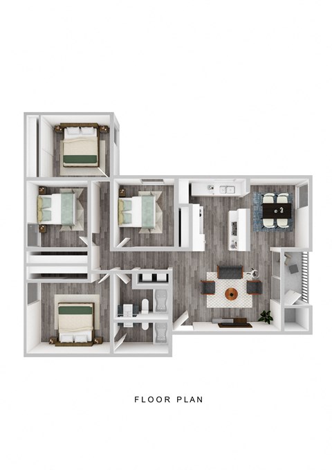 Tara Hill Apartments 4x2 3D Floor Plan Layout